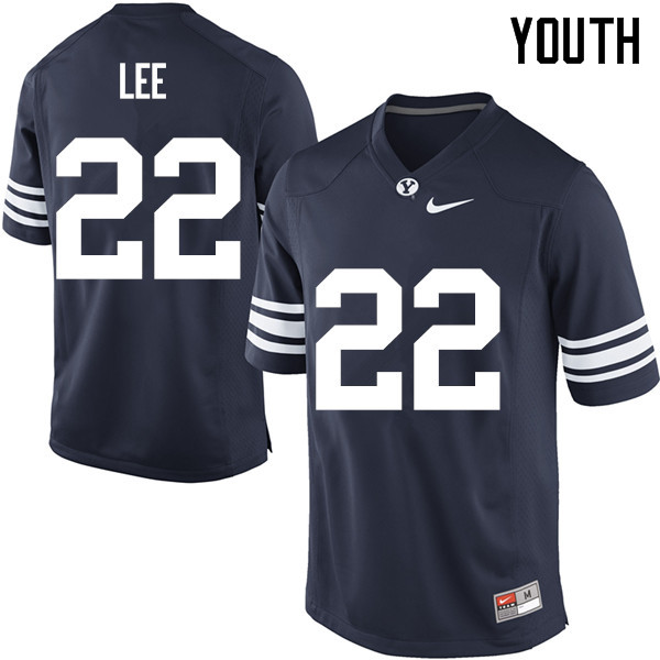 Youth #22 Hiva Lee BYU Cougars College Football Jerseys Sale-Navy - Click Image to Close